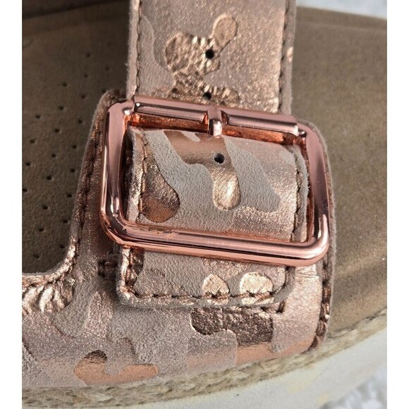 Clarks Ultimate Comfort Slide Sandal Platform Pink Gold Camouflage Leather Upper - Picture 16 of 16